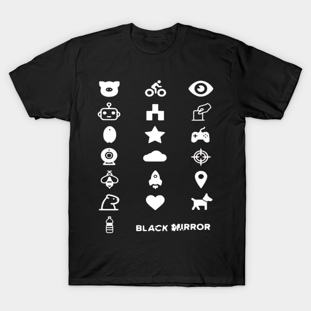 Black Mirror Icons T-Shirt by OtakuPapercraft